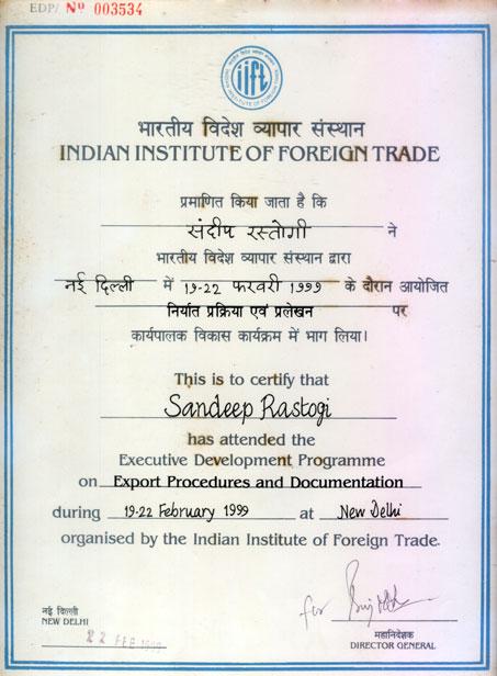 TRAINING EXPERTISE INDIAN INSTITUTE OF FOREIGN TRADE